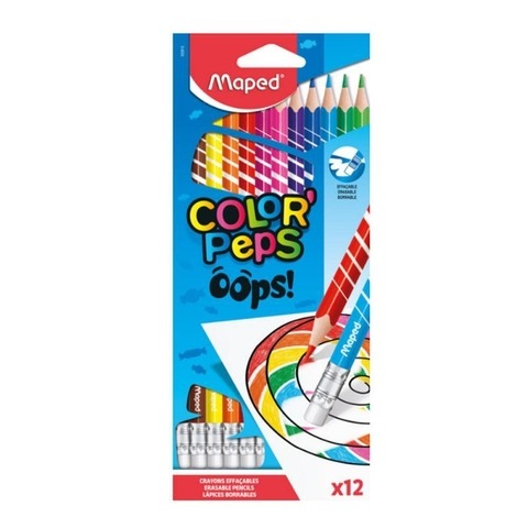 LAP.COLORES BORRABLES x12u.LARGOS OOPS MAPED